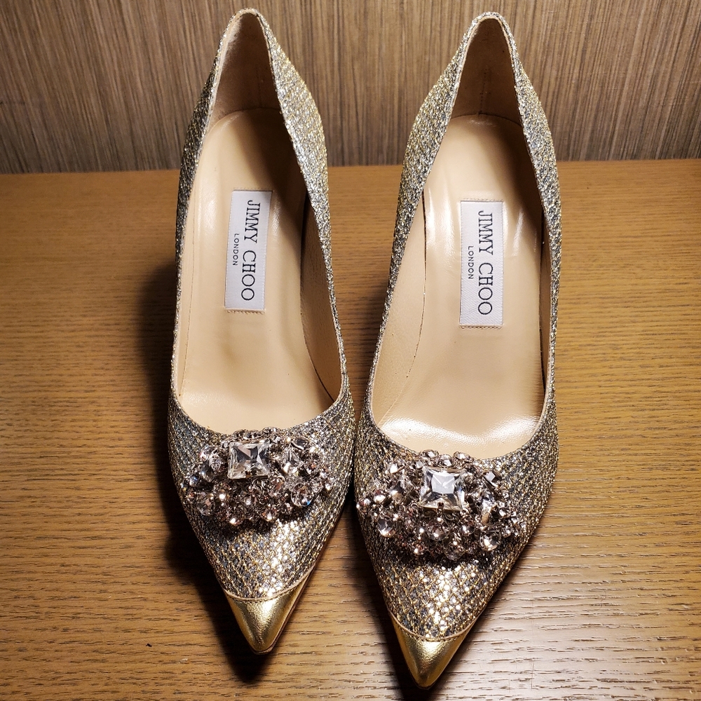 Jimmy Choo 90 mm crystal heels